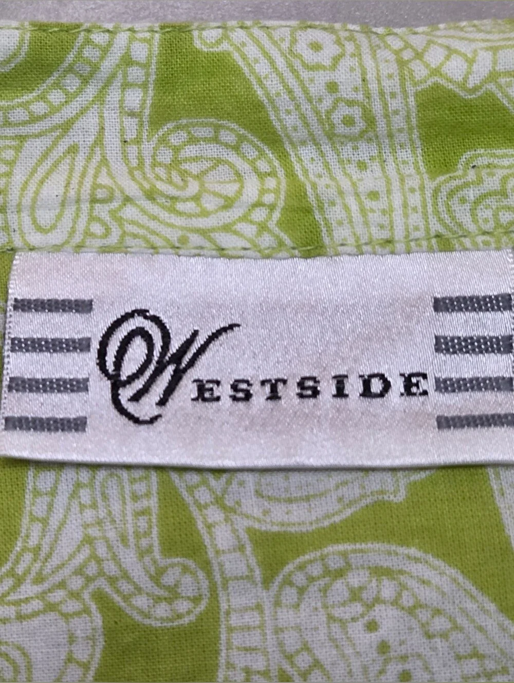 Westside Long Sleeve Lime Green Patterned Cotton Dress Size S - Picture 7 of 9